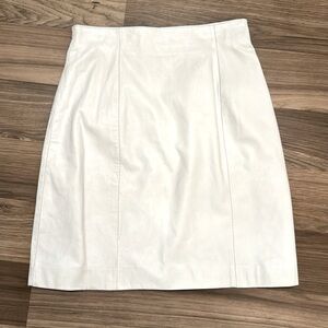 Wilsons Genuine Leather White A Line Lined Zip Up Midi Skirt Vintage 4 25” Waist